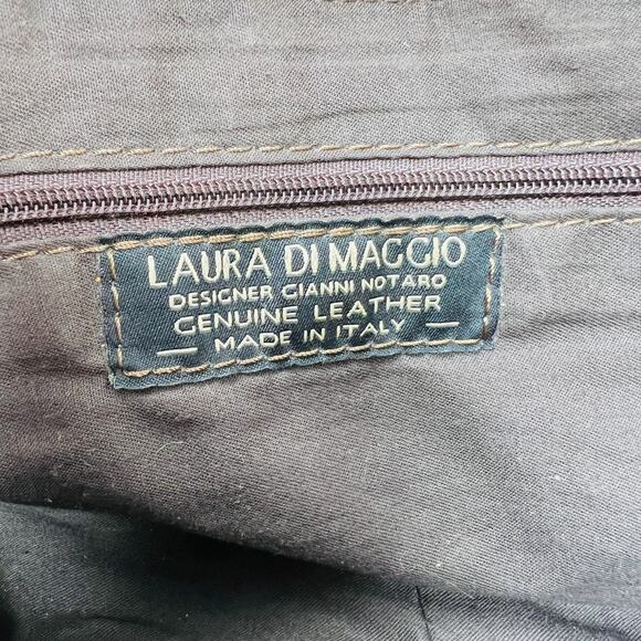 Laura Di Maggio Hand Tooled Leather Clutch Bag Italy Wrist Gold - Picture 8 of 9